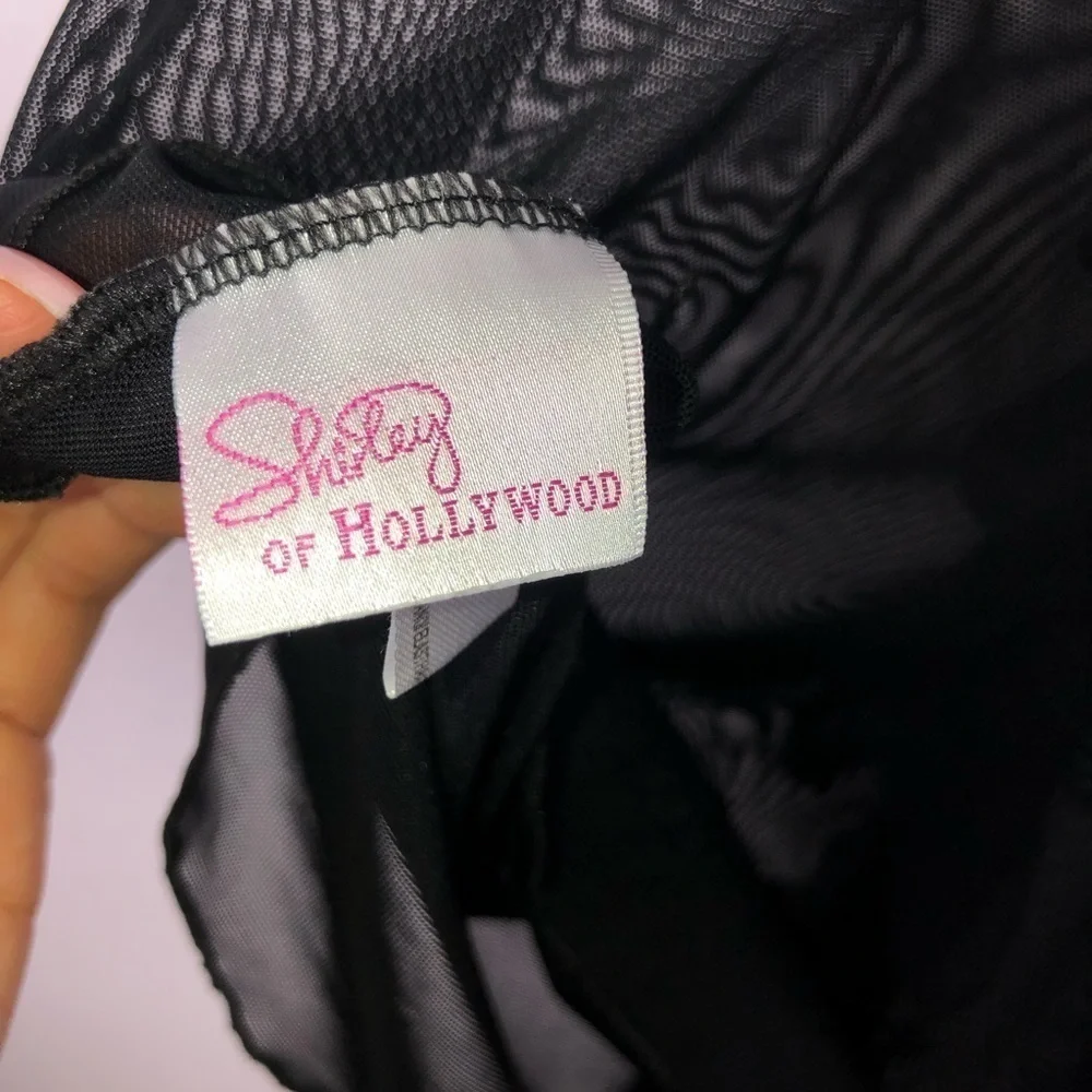 Shirley of Hollywood Slip Medium lingerie sheer black open bust ruffled chemise
